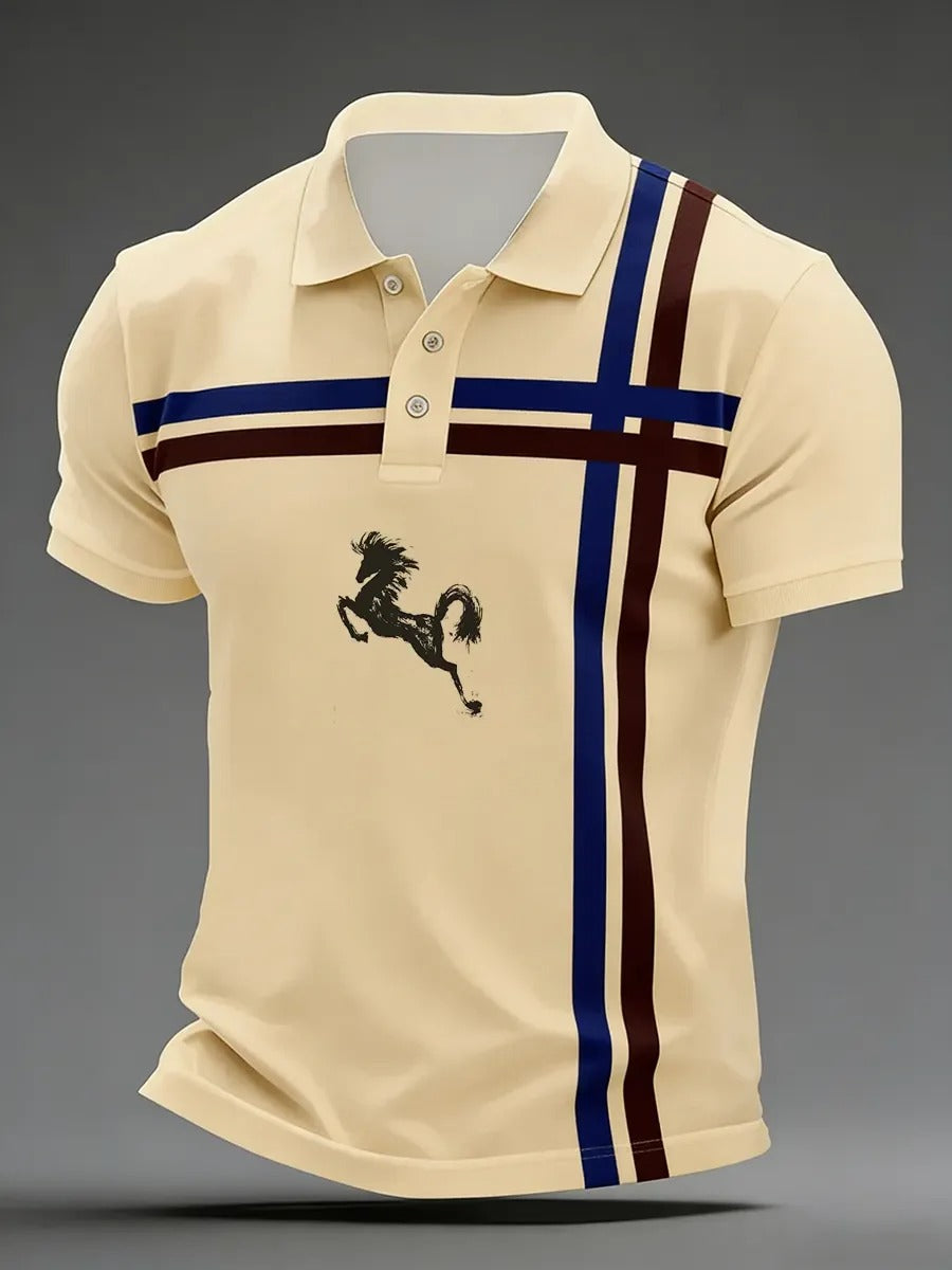 High Quality Geometric Art Print Short Sleeve Polo Shirt