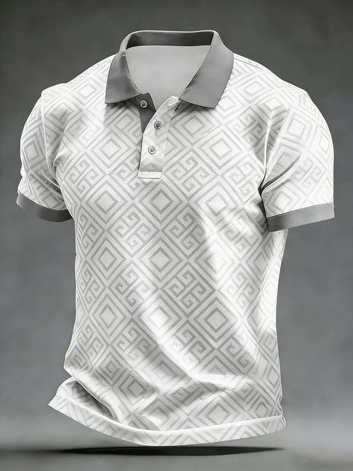 High Quality Geometric Art Print Short Sleeve Polo Shirt