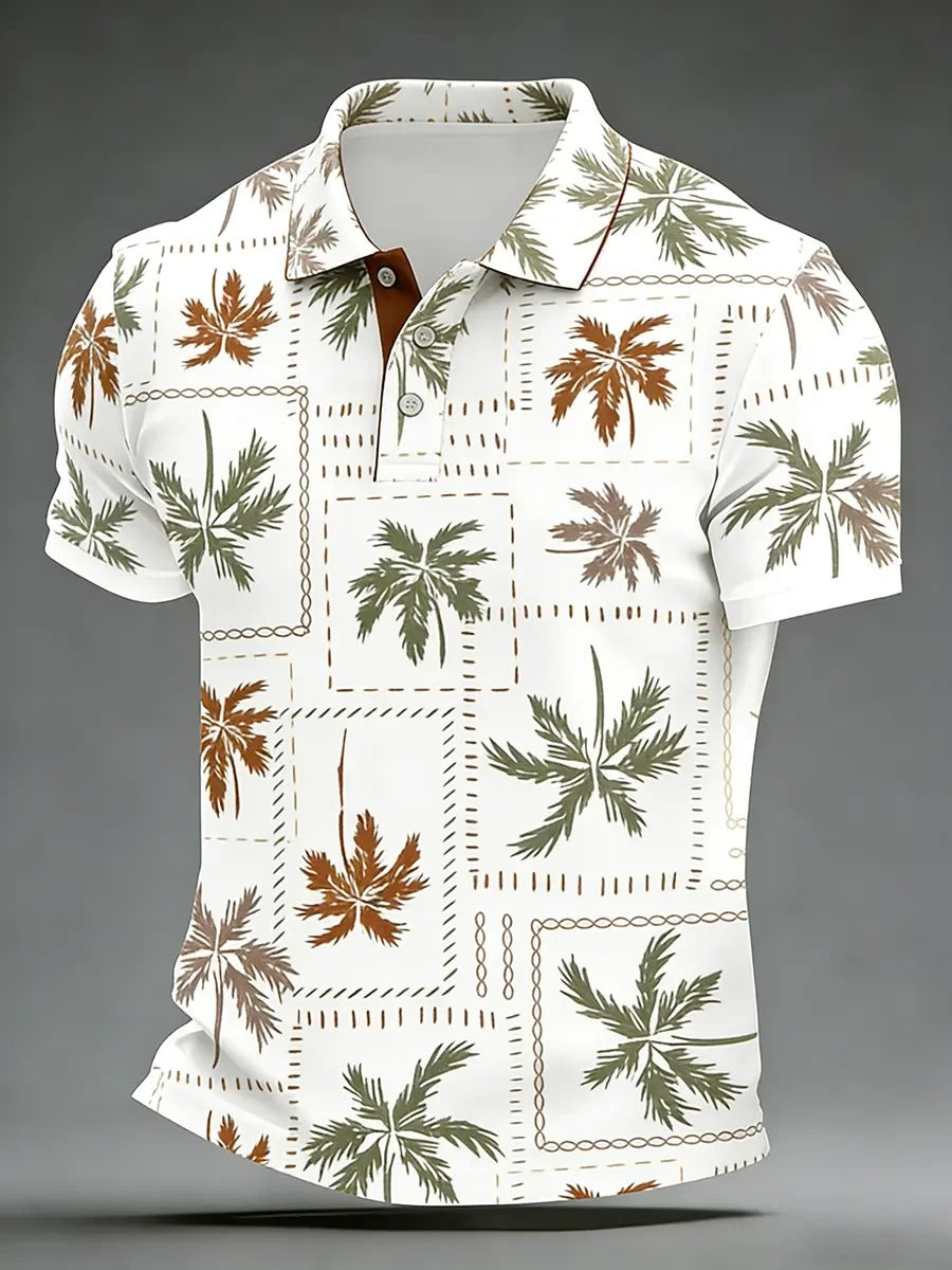 High Quality Geometric Art Print Short Sleeve Polo Shirt