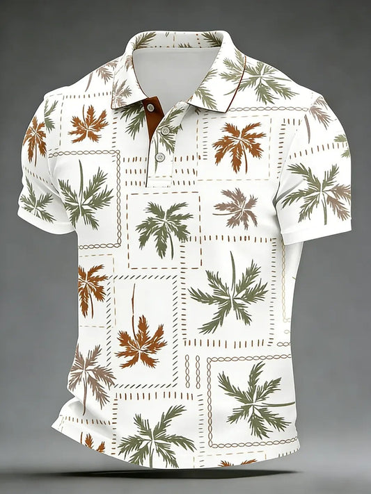 High Quality Geometric Art Print Short Sleeve Polo Shirt