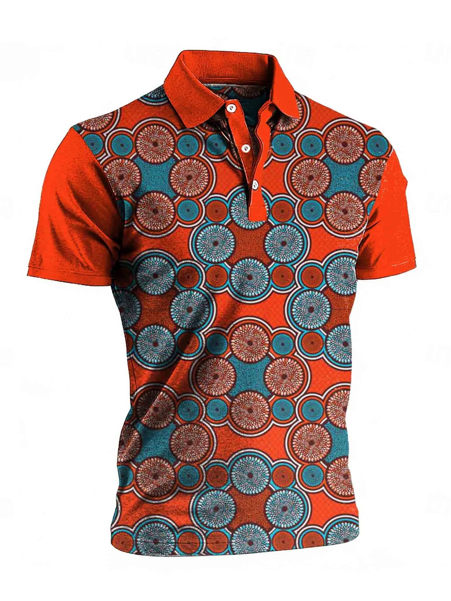 Geometric Tribal Patterns Art Print Casual Short Sleeve Polo Shirt