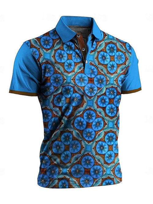 Geometric Tribal Patterns Art Print Casual Short Sleeve Polo Shirt