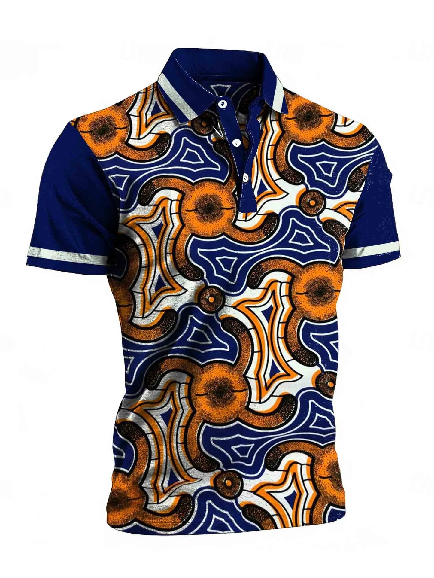 Geometric Tribal Patterns Art Print Casual Short Sleeve Polo Shirt