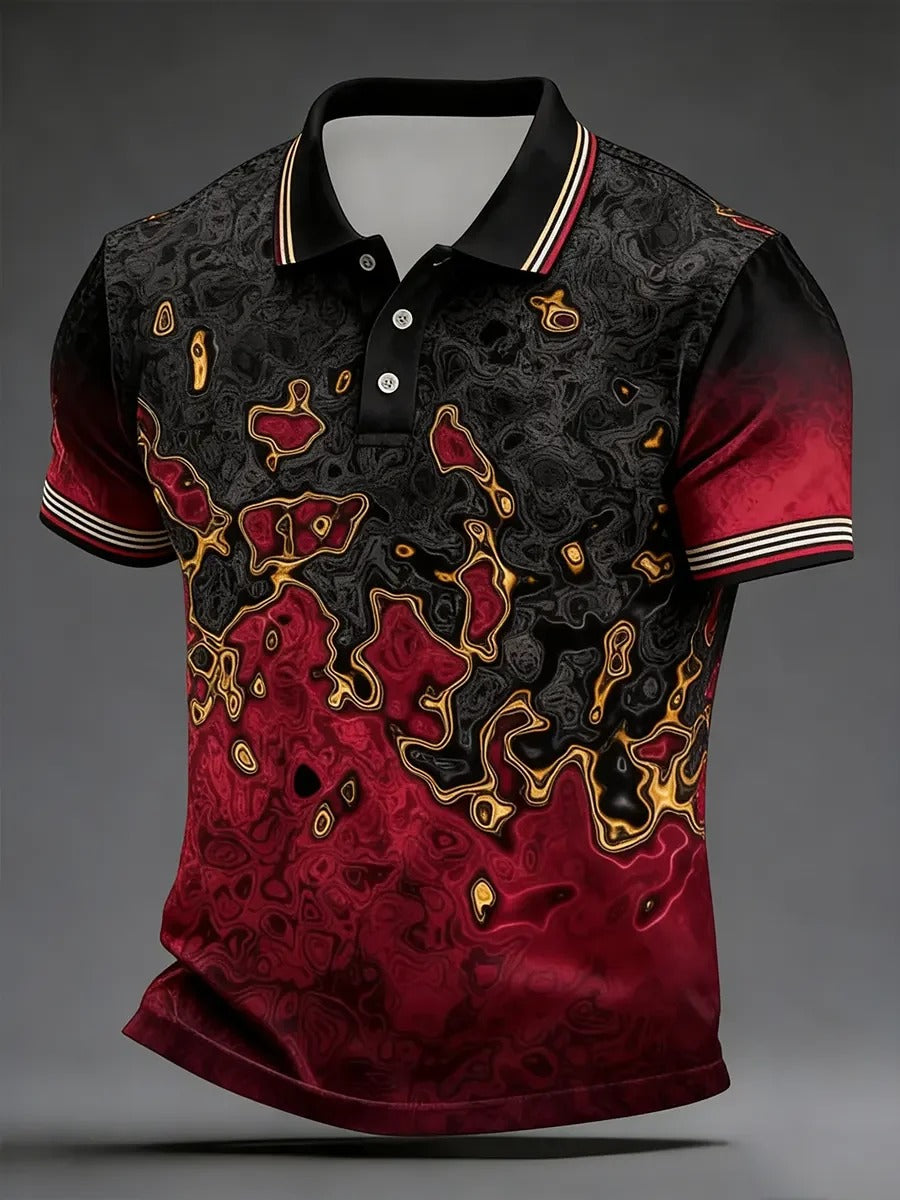 High Quality Geometric Art Print Short Sleeve Polo Shirt