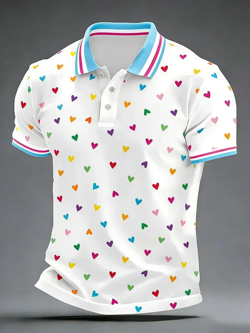 High Quality Geometric Art Print Short Sleeve Polo Shirt