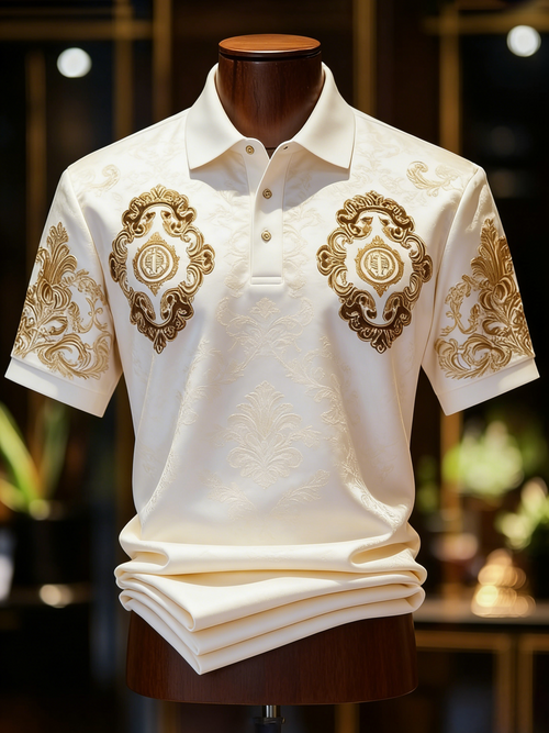 Men's Classic Business Button Short Sleeve Polo Shirt