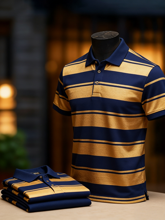 Men's Classic Business Button Short Sleeve Polo Shirt