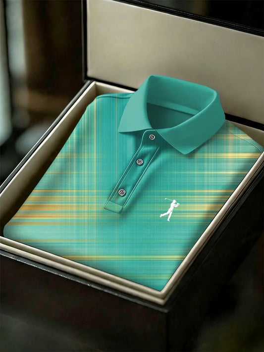 Men's Business Style Print Short Sleeved Polo Shirt
