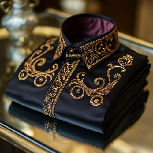 Luxurious and high-end Men's stand collar shirt floral patterns