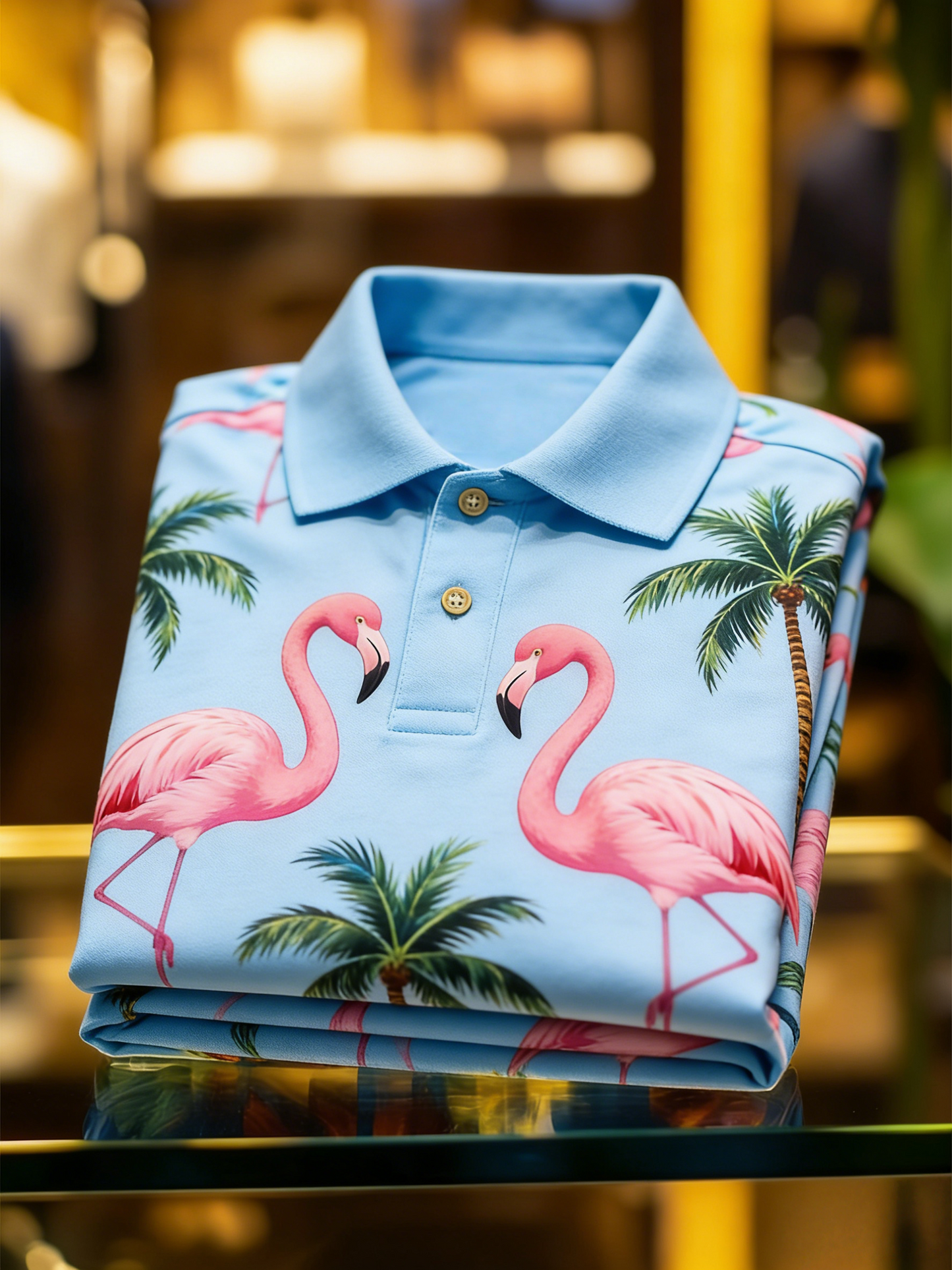 Men's Floral Printed Holiday Casual Short Sleeve Polo Shirt