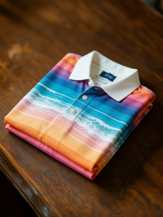 Men's Floral Printed Holiday Casual Short Sleeve Polo Shirt