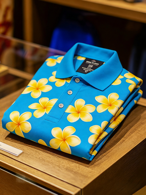 Men's Floral Printed Holiday Casual Short Sleeve Polo Shirt