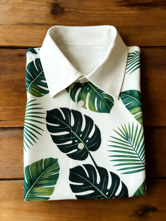 Men's Floral Printed Holiday Casual Short Sleeve Polo Shirt