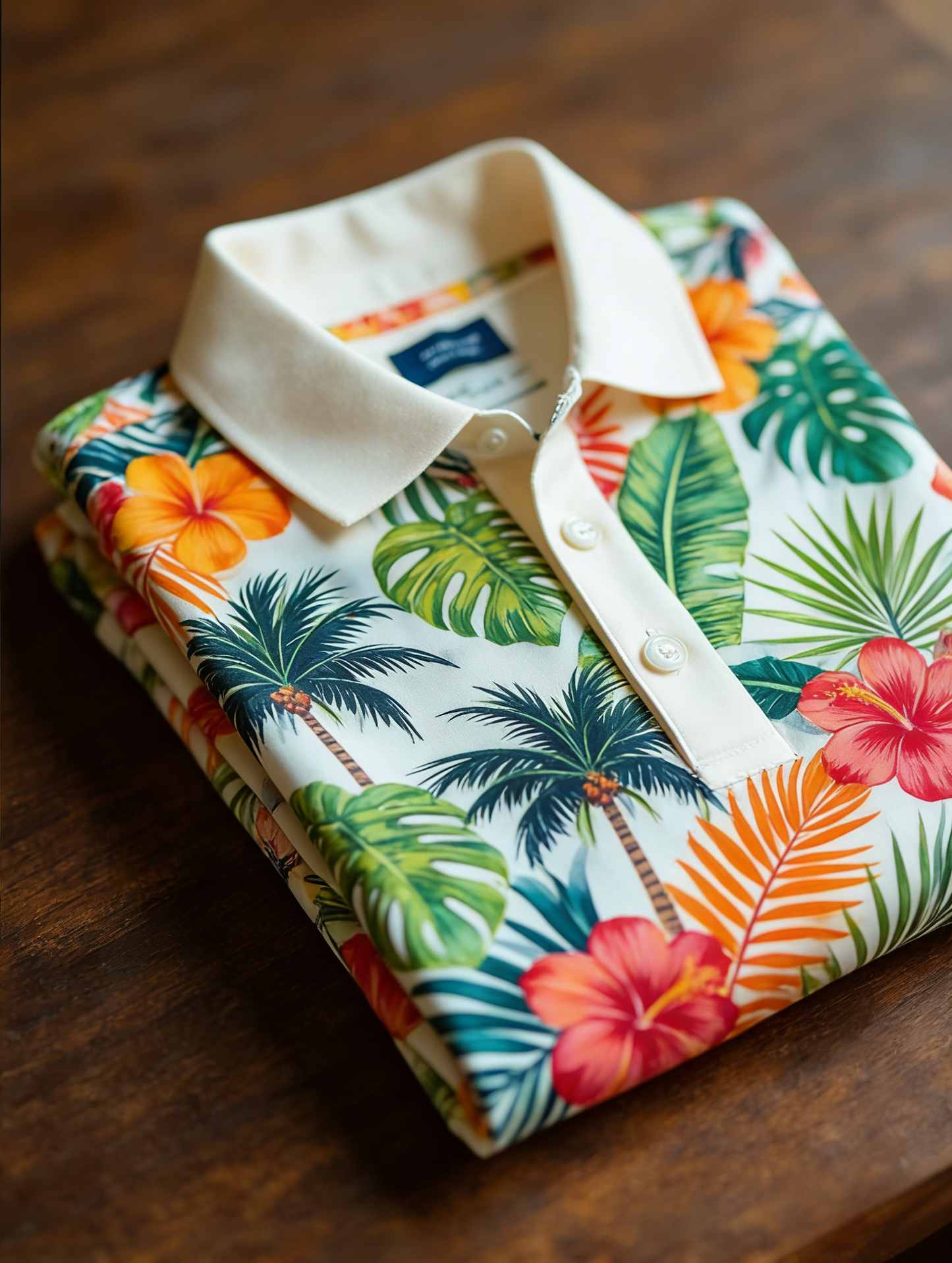 Men's Floral Printed Holiday Casual Short Sleeve Polo Shirt