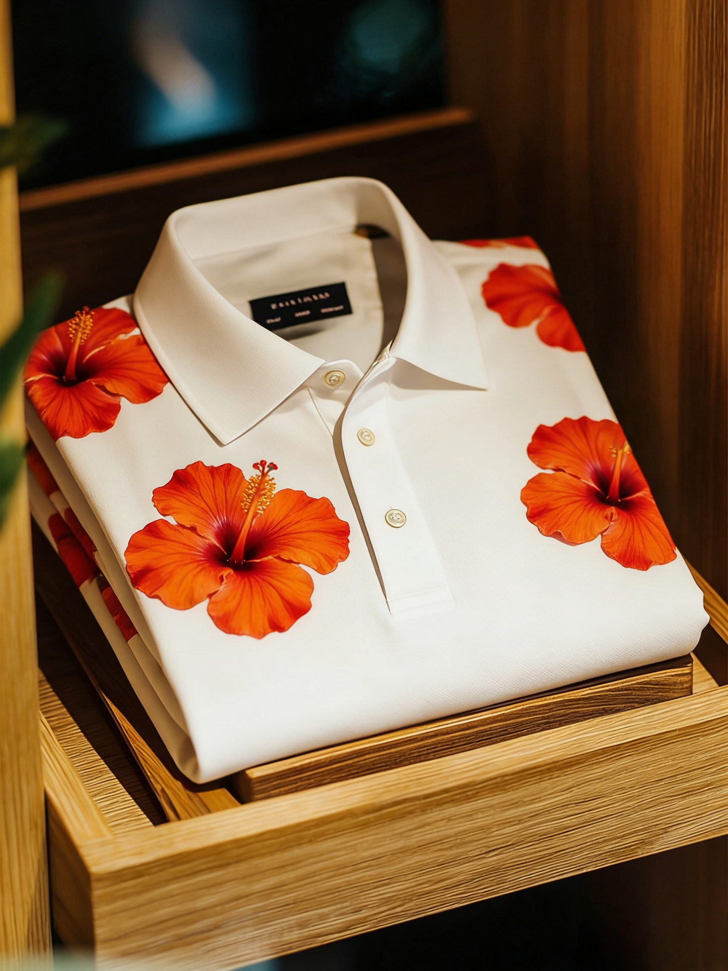 Men's Floral Printed Holiday Casual Short Sleeve Polo Shirt