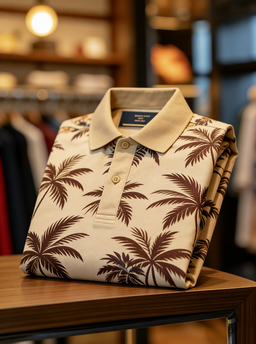 Men's Floral Printed Holiday Casual Short Sleeve Polo Shirt