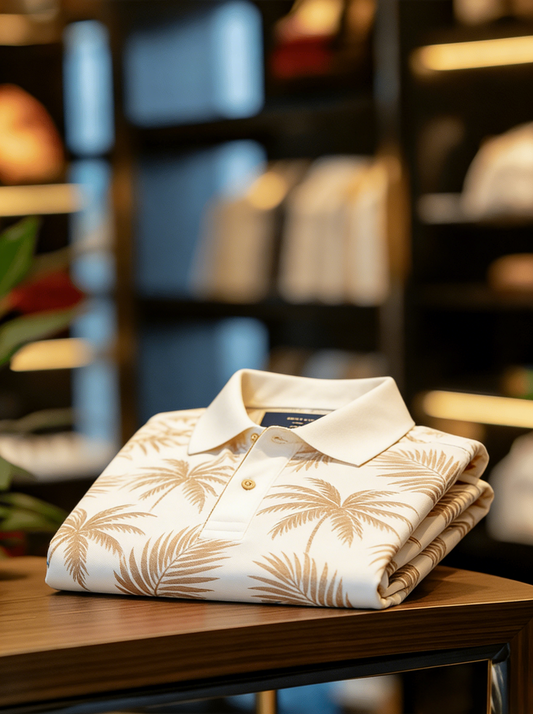 Men's Floral Printed Holiday Casual Short Sleeve Polo Shirt