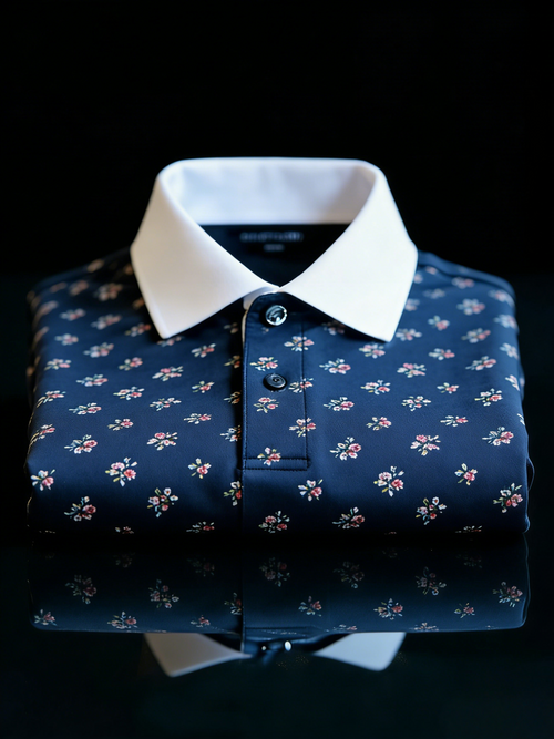 Men's Business Style Print Short Sleeved Polo Shirt