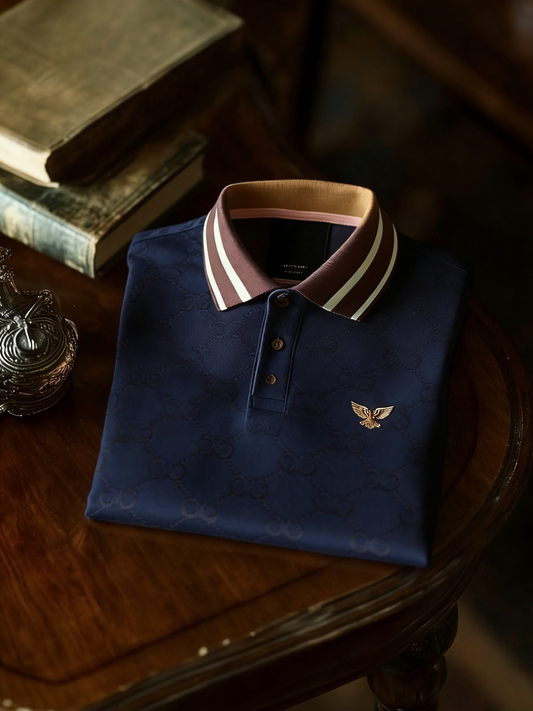 Men's Business Style Print Short Sleeved Polo Shirt