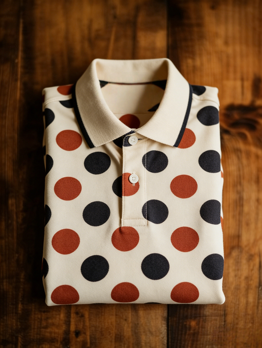 Men's Business Style Print Short Sleeved Polo Shirt