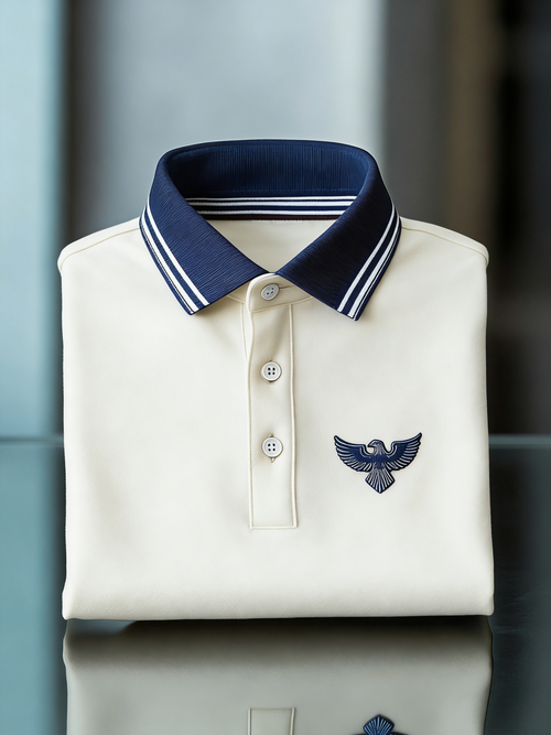Men's Business Style Print Short Sleeved Polo Shirt