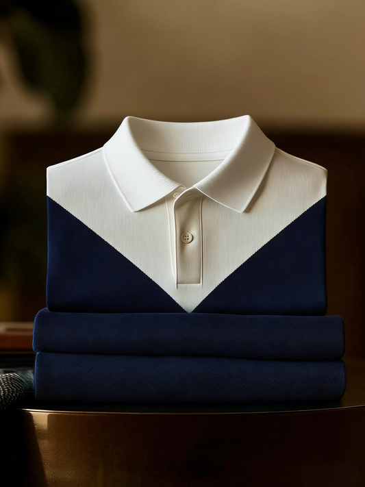 Men's Business Style Print Short Sleeved Polo Shirt