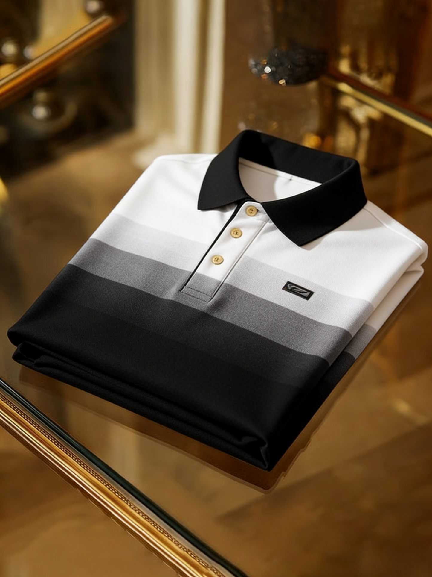 Men's Business Style Print Short Sleeved Polo Shirt