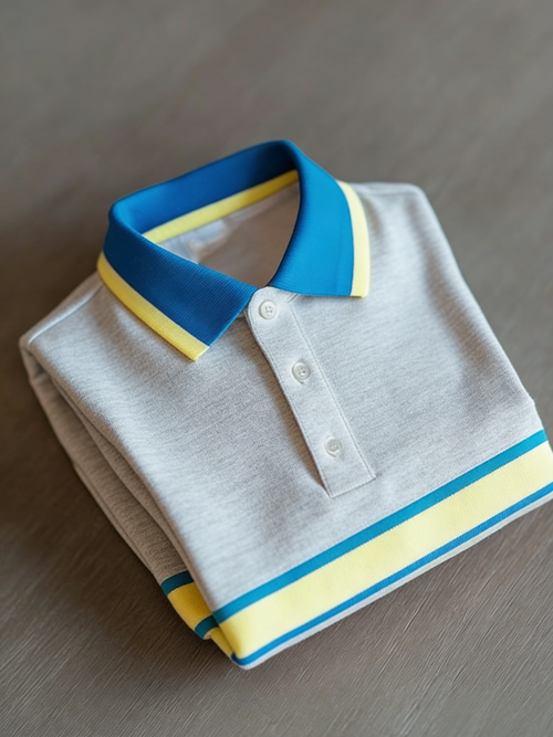 Men's Business Style Print Short Sleeved Polo Shirt