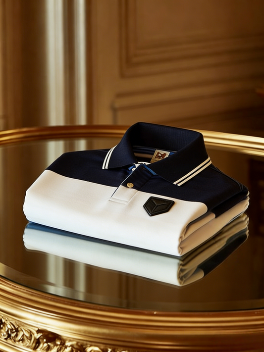 Men's Business Style Print Short Sleeved Polo Shirt