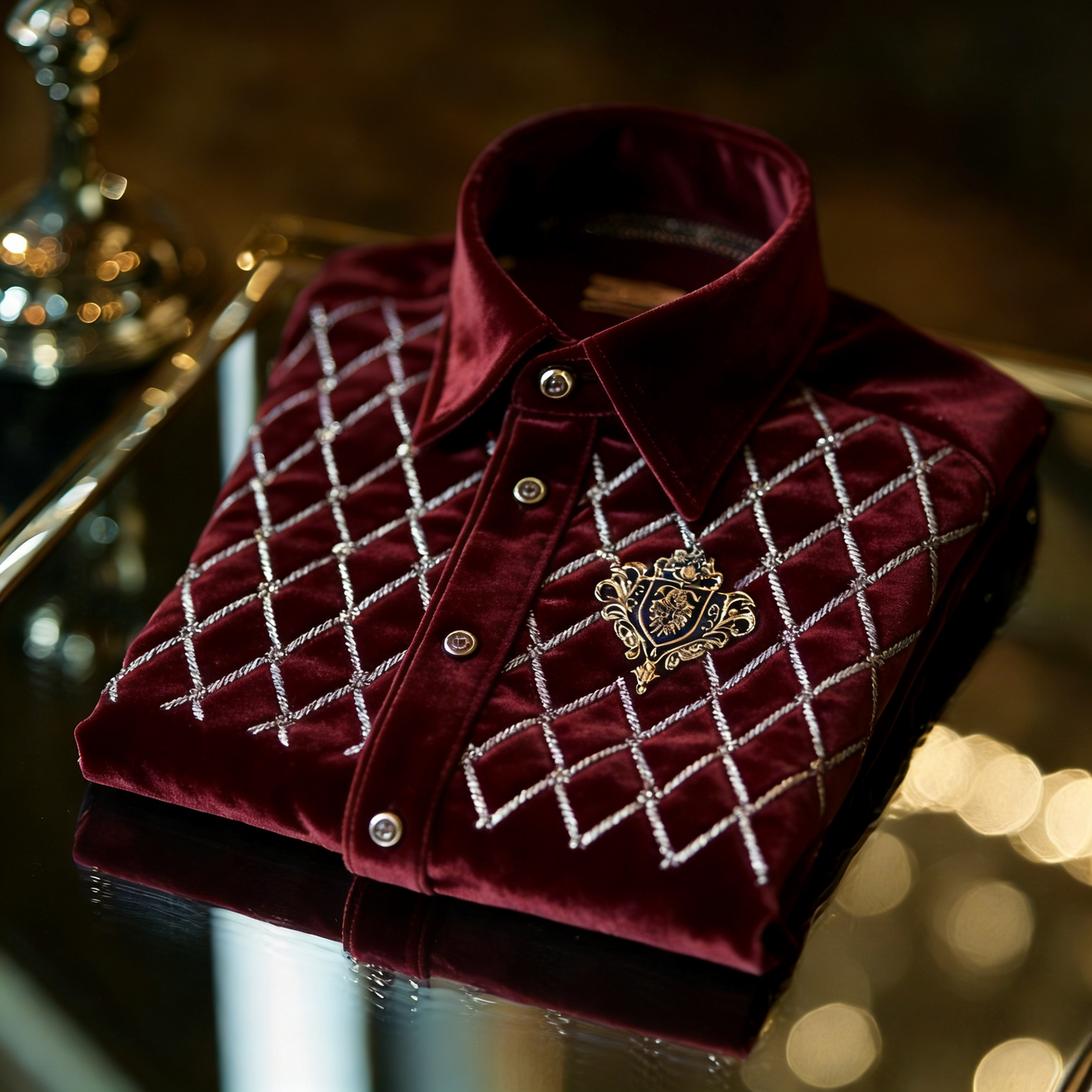 Men's Velvet Logo Casual Long Sleeve Shirt