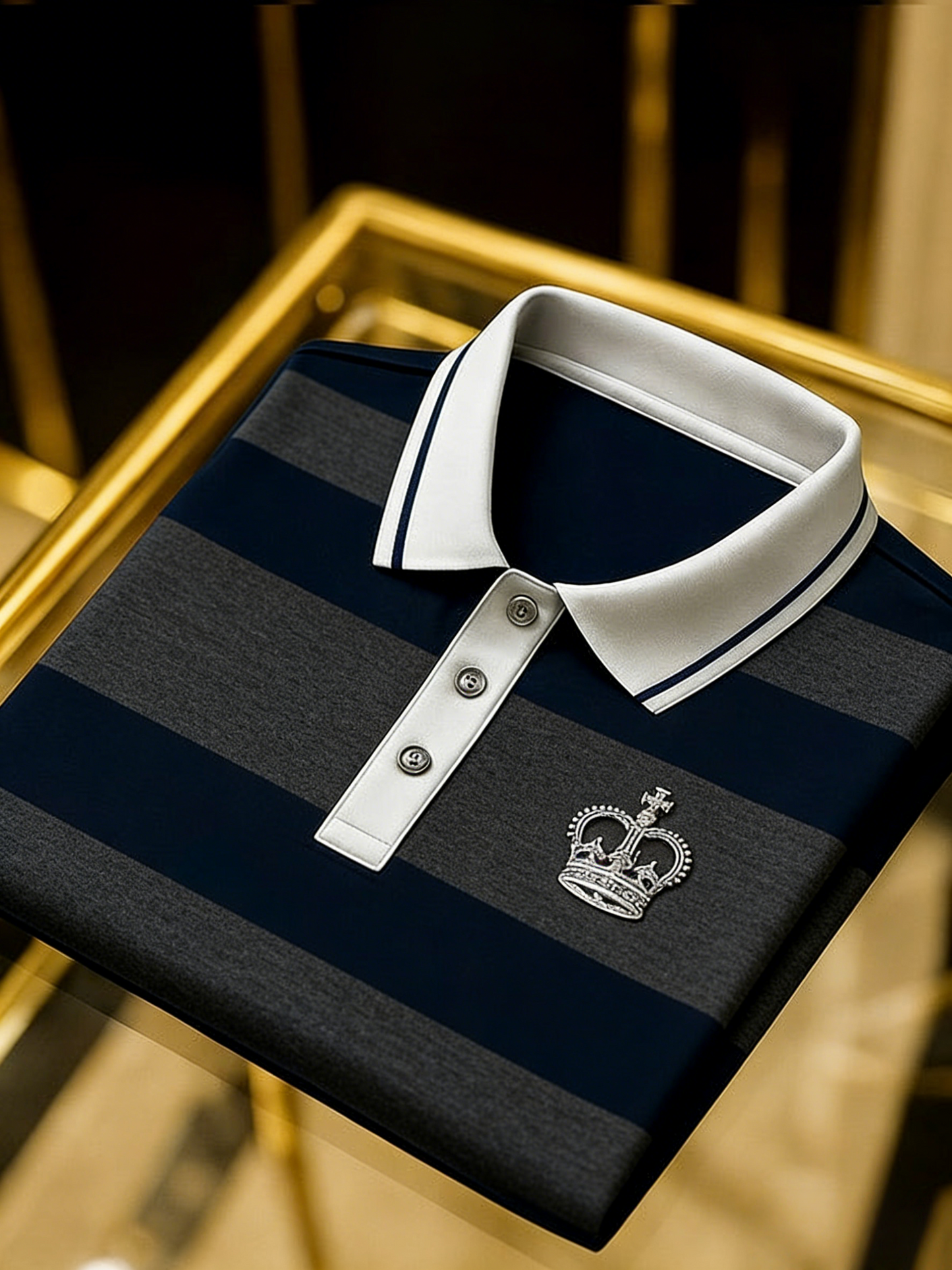 Men's Business Style Print Short Sleeved Polo Shirt