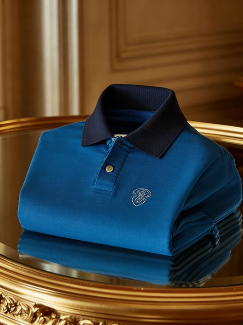 Men's Business Style Print Short Sleeved Polo Shirt