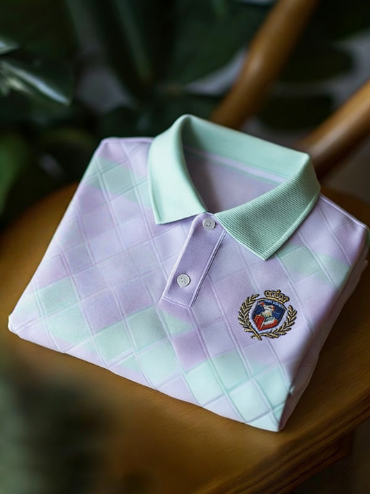 Men's Business Style Print Short Sleeved Polo Shirt