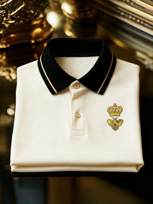 Men's Business Style Print Short Sleeved Polo Shirt
