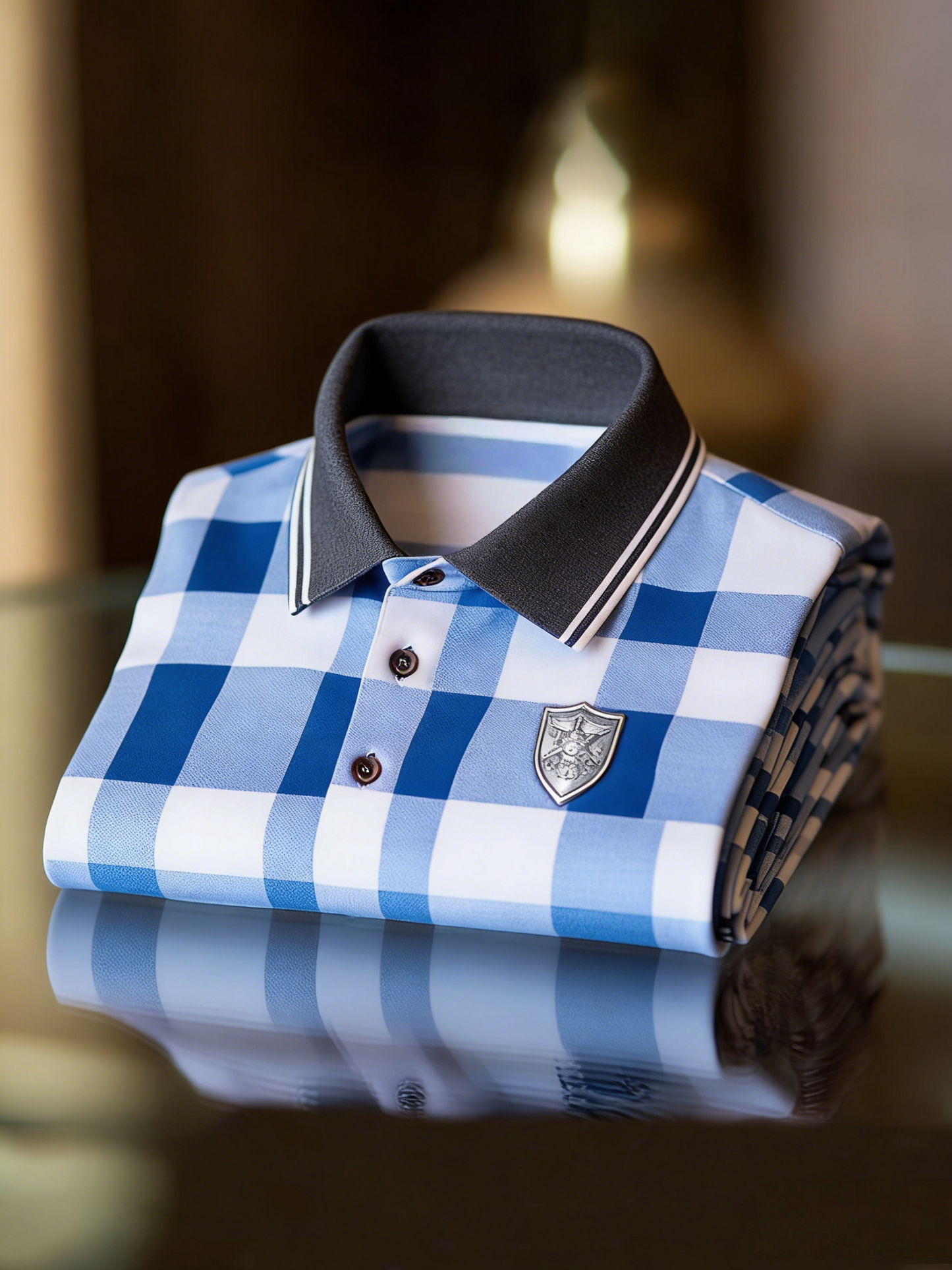Men's Business Style Print Short Sleeved Polo Shirt