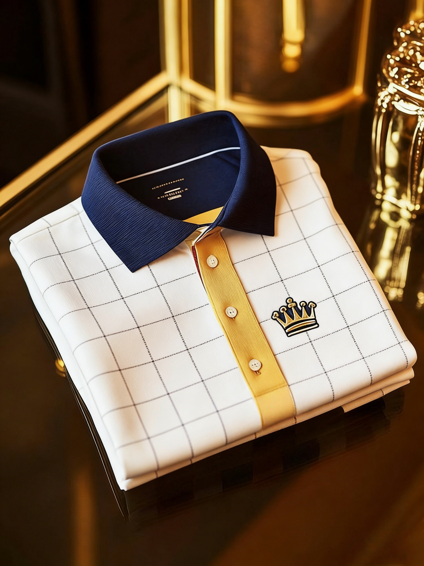 Men's Business Style Print Short Sleeved Polo Shirt