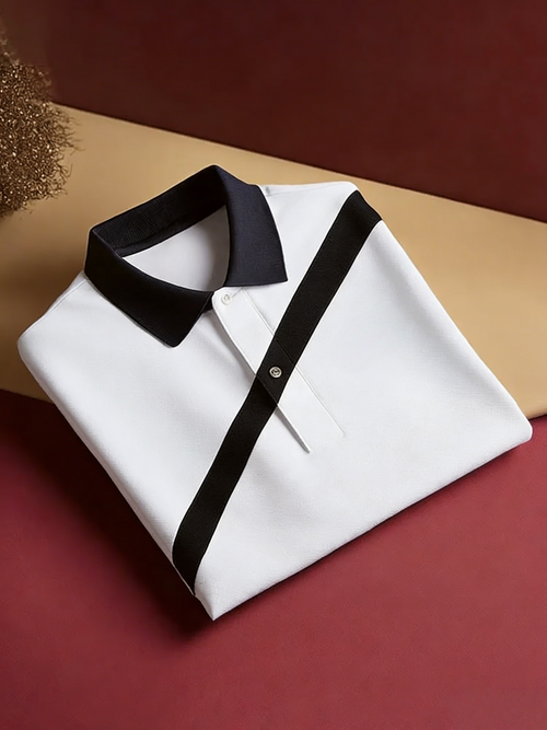 Men's Business Style Print Short Sleeved Polo Shirt