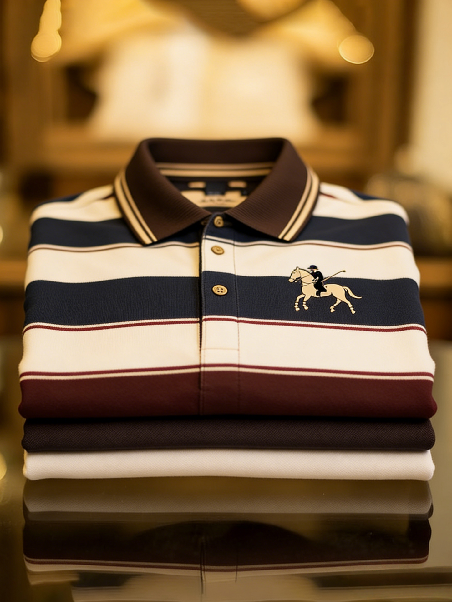Men's Business Style Print Short Sleeved Polo Shirt