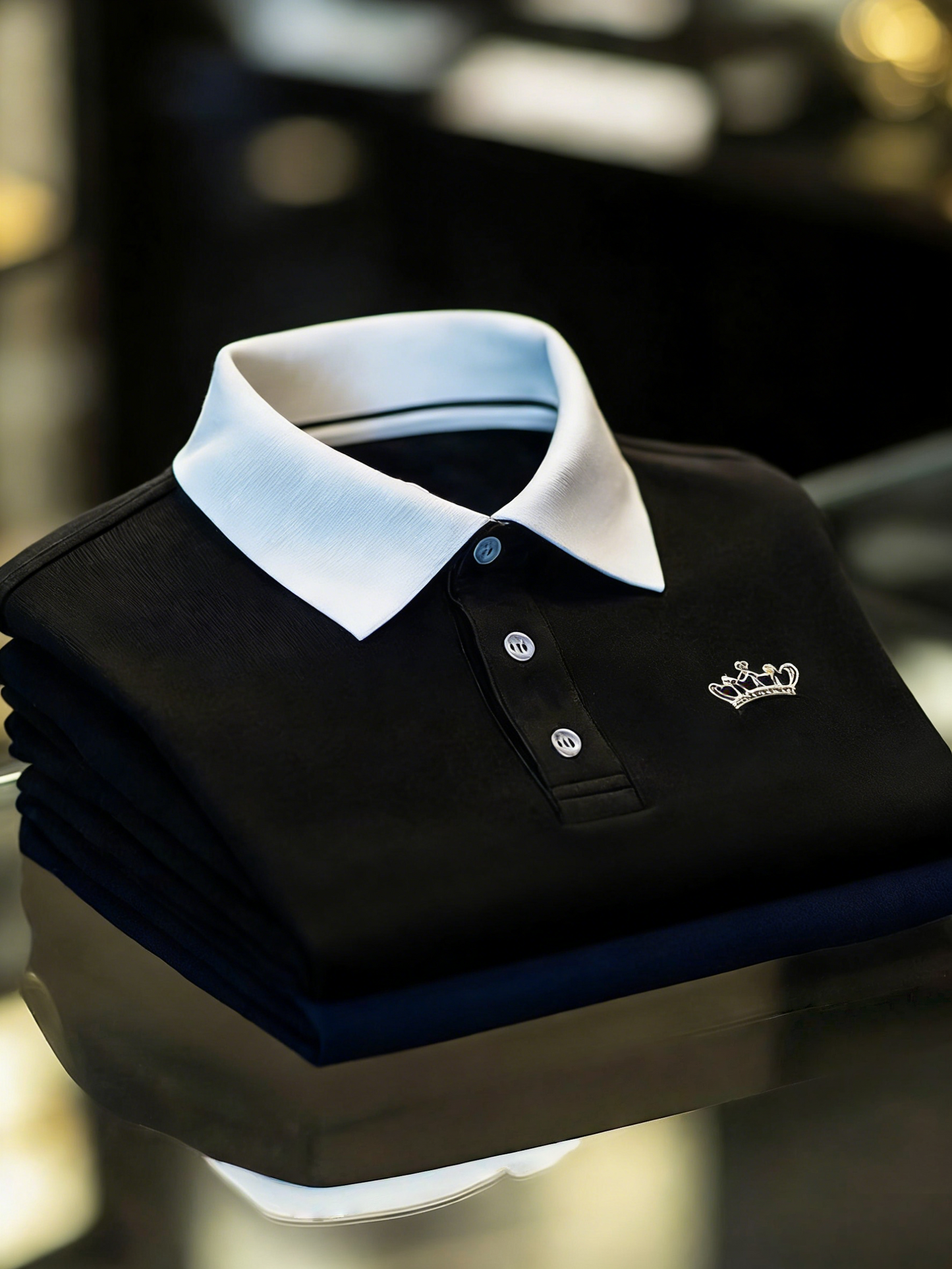 Men's Business Style Print Short Sleeved Polo Shirt