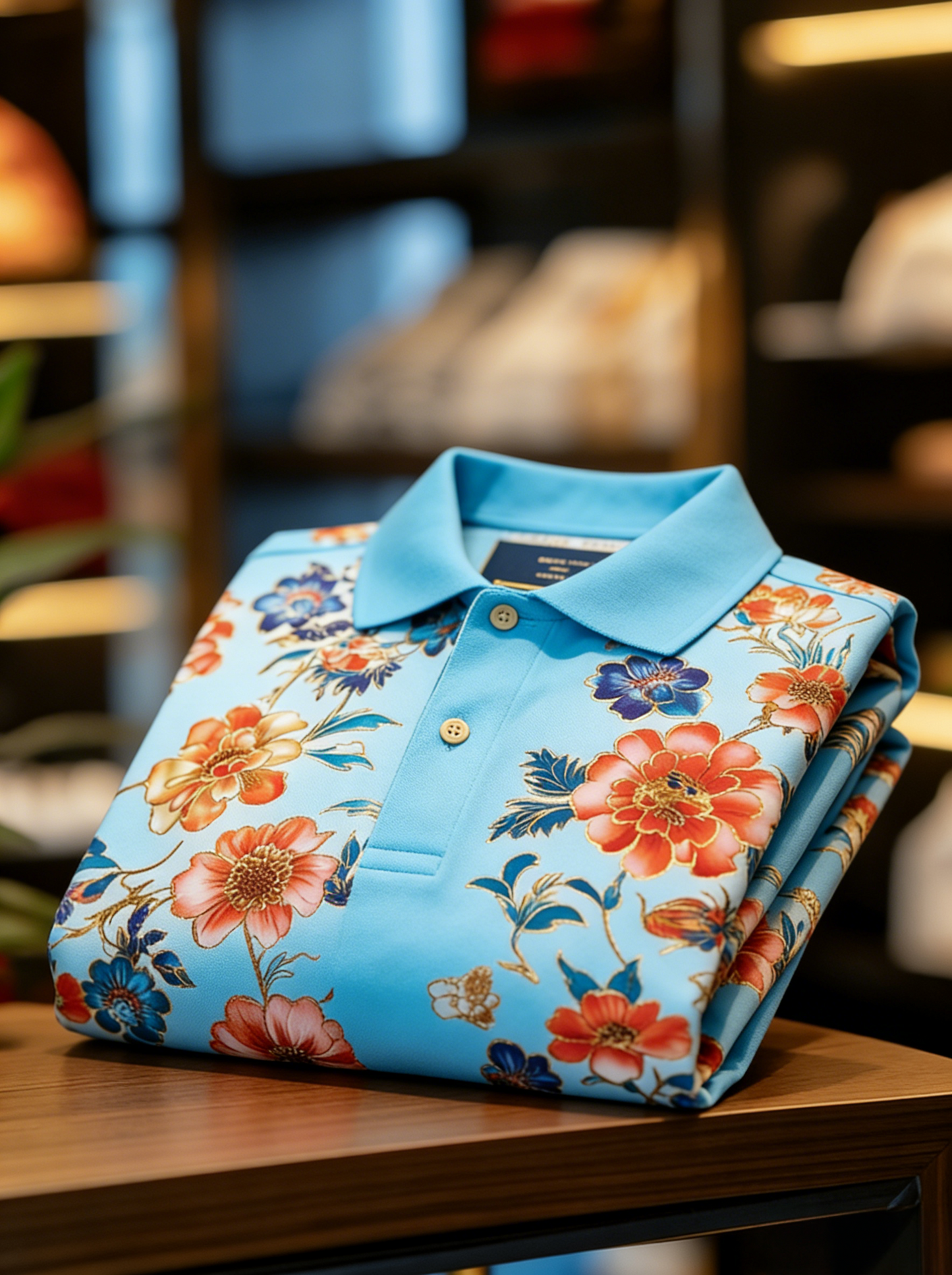 Men's Floral Printed Holiday Casual Short Sleeve Polo Shirt