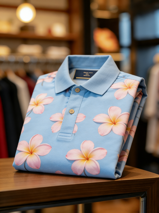 Men's Floral Printed Holiday Casual Short Sleeve Polo Shirt