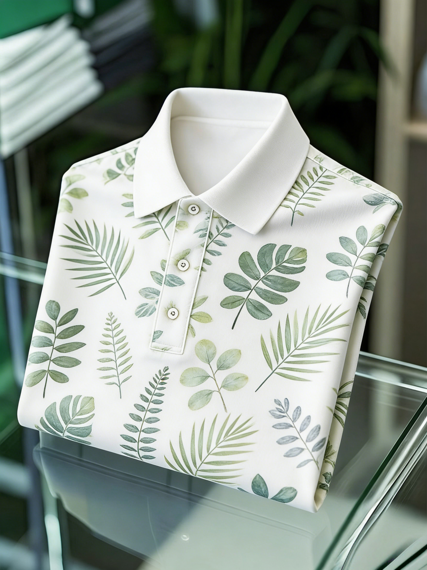 Men's Floral Printed Holiday Casual Short Sleeve Polo Shirt