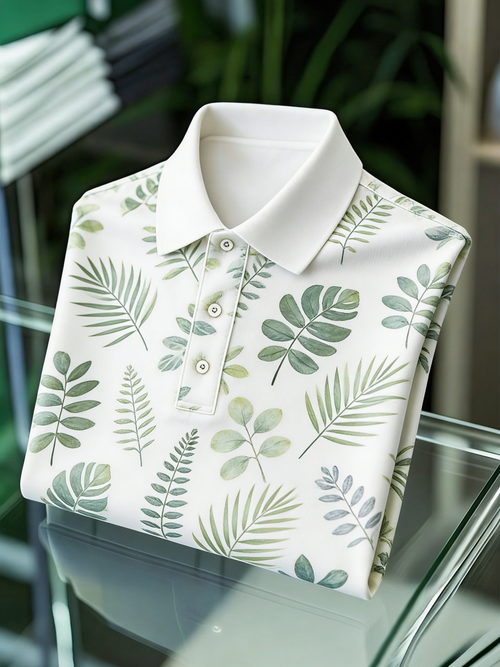 Men's Floral Printed Holiday Casual Short Sleeve Polo Shirt
