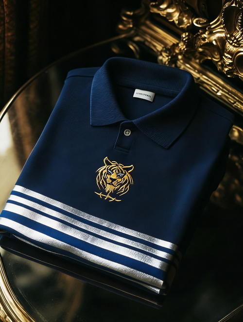 Men's Business Style Print Short Sleeved Polo Shirt