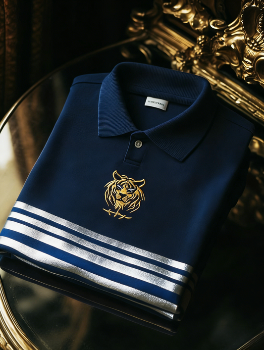 Men's Business Style Print Short Sleeved Polo Shirt