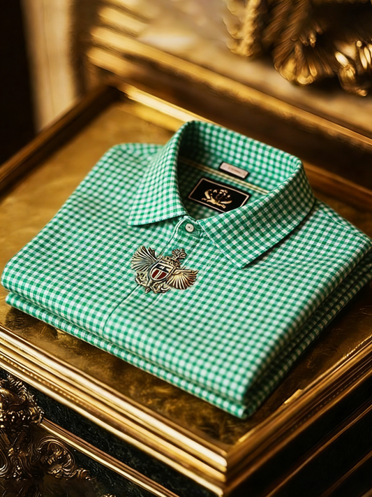 Men's Business Style Print Short Sleeved Polo Shirt