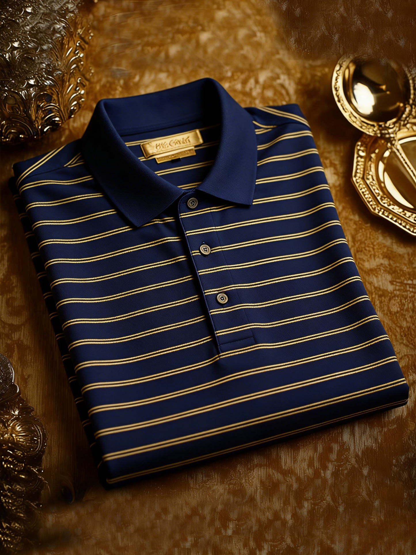 Men's Business Style Print Short Sleeved Polo Shirt