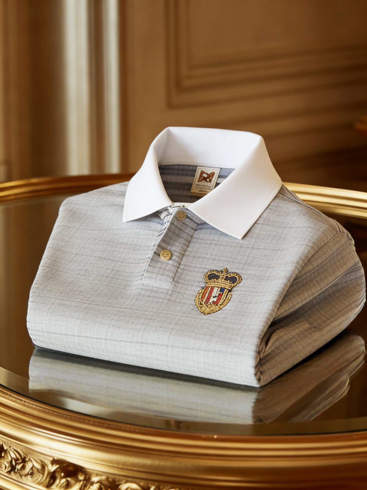 Men's Business Style Print Short Sleeved Polo Shirt