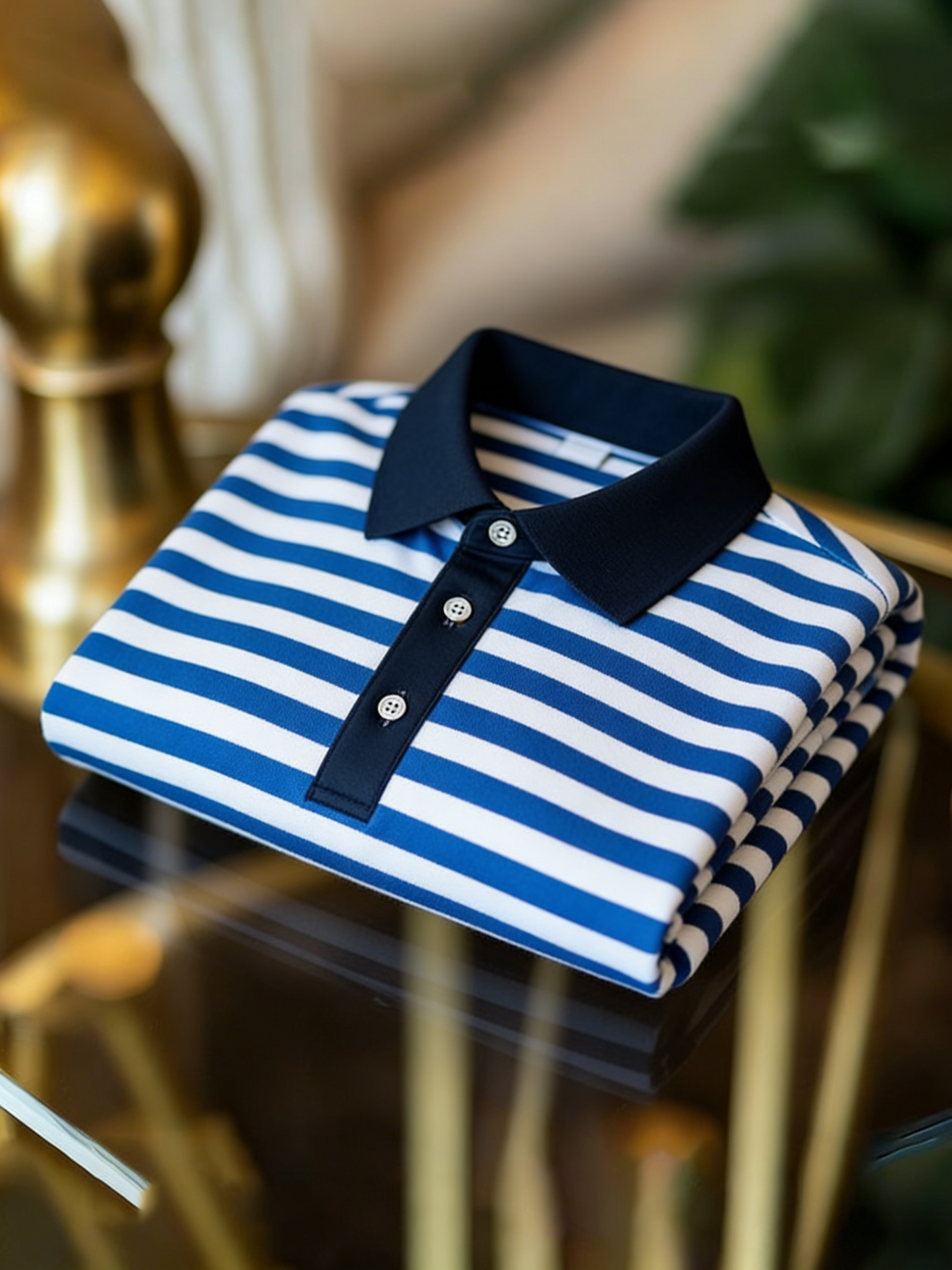 Men's Business Style Print Short Sleeved Polo Shirt
