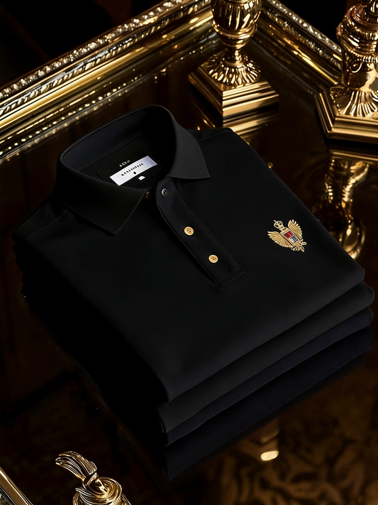 Men's Business Style Print Short Sleeved Polo Shirt